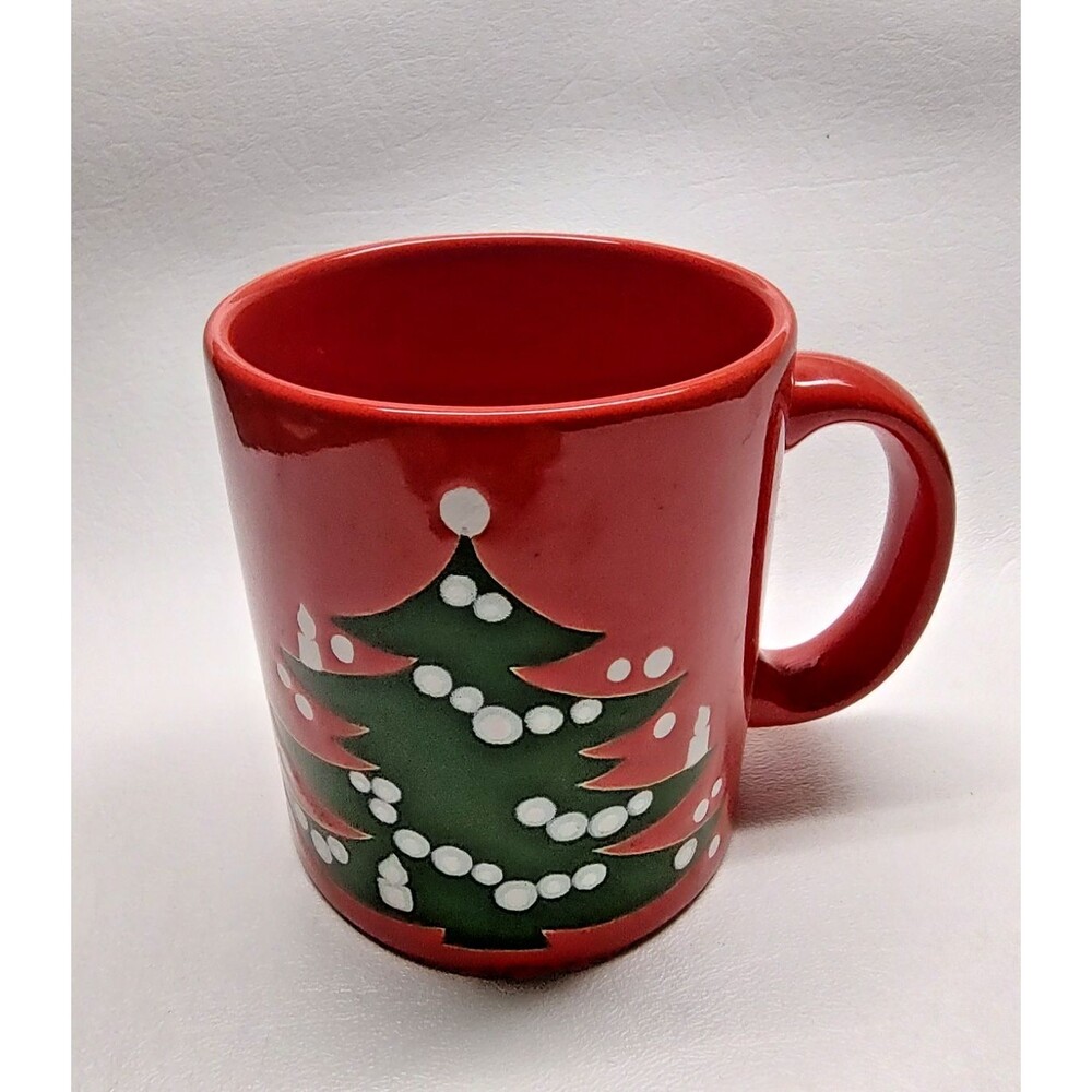 Vintage Waechtersbach Germany Coffee Mug Christmas Tree Red Cup 3-3/4"T